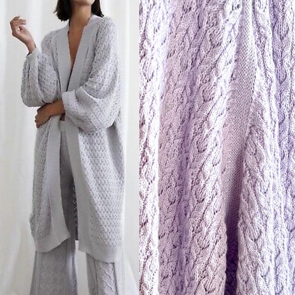 Mr. Mittens Sweaters - Mr. Mittens long lace cardigan duster in light Parma One size